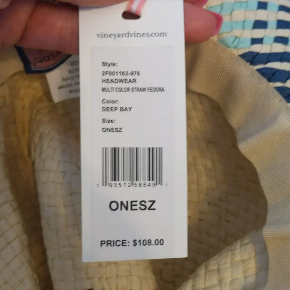 Vineyard Vines Martha's Vineyard NWT 100% Paper straw fedora hat, deep bay blue